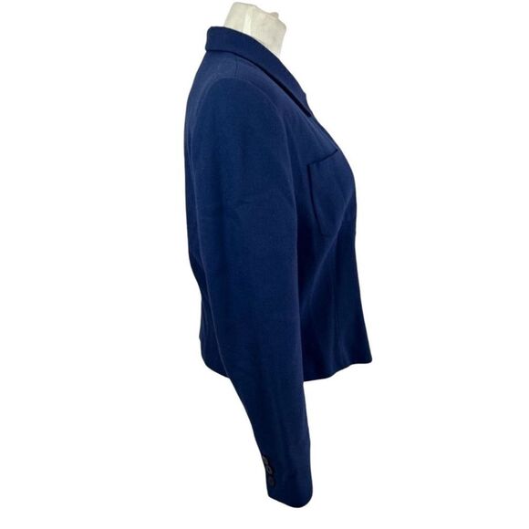 Chaus 100% wool blazer jacket blue long sleeve button up breast pocket - Picture 7 of 8